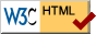 Selo retangular de validação de HTML pela W3C.