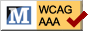 Selo retangular de validação de acessibilidade em HTML (WCAG) pela W3C.